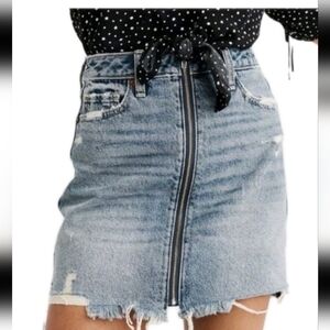 Abercrombie And Fitch Womens Blue Denim Zoe Natural Rise Vintage A-Line Skirt 6